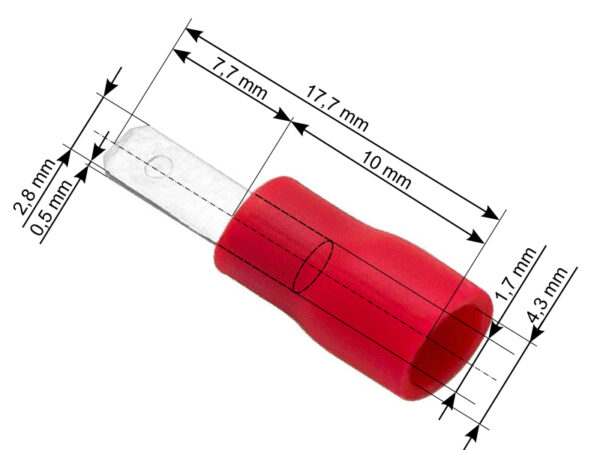 juhtmeotsik punane isane 2,8 x 0,5 mm 100tk 43-028 hasmar auto