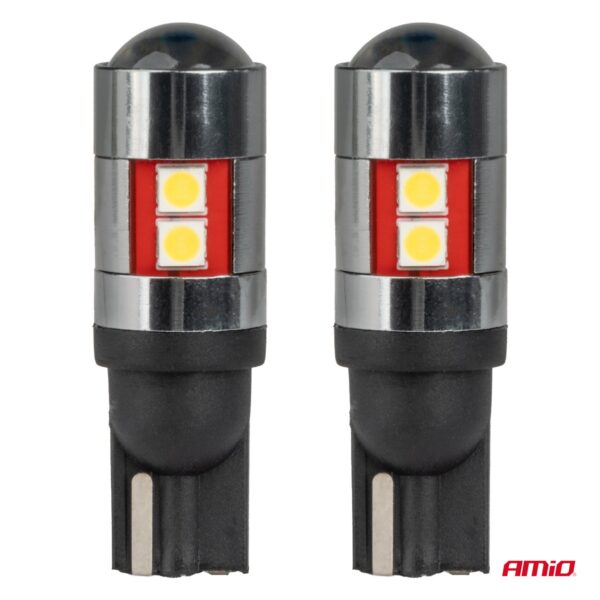 LED CANBUS T10 W5W 9SMD 3030 Valge 10-50V Amio 04244 - Image 2