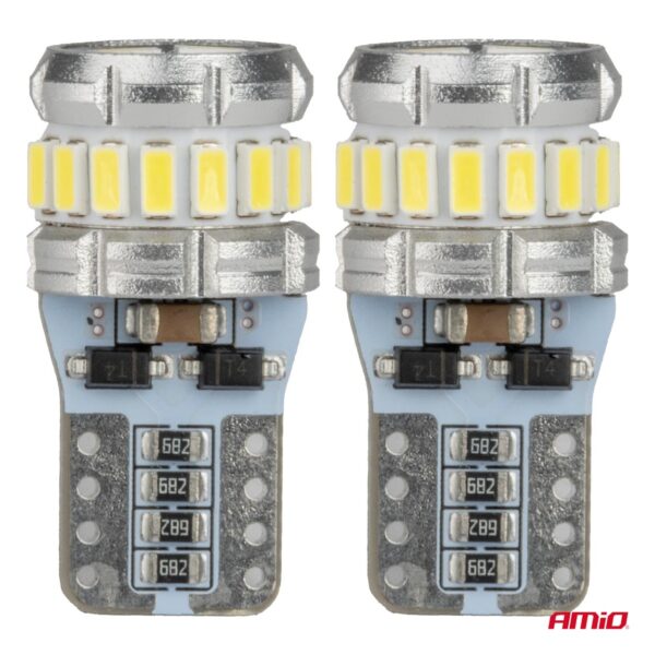 LED CANBUS 16SMD+2SMD 3014 303 T10 12V/24V valge Amio 04260 - Image 2