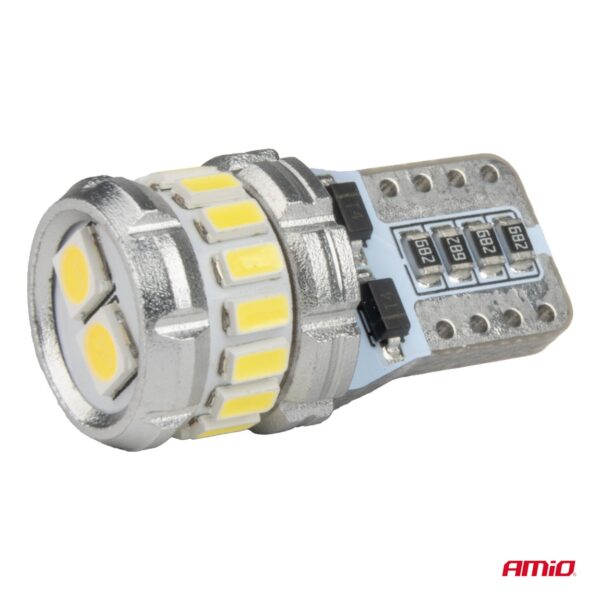 LED CANBUS 16SMD+2SMD 3014 303 T10 12V/24V valge Amio 04260 - Image 3