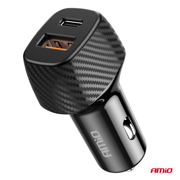 Autolaadija 20W USB-A + USB-C Amio 04282 - Image 2